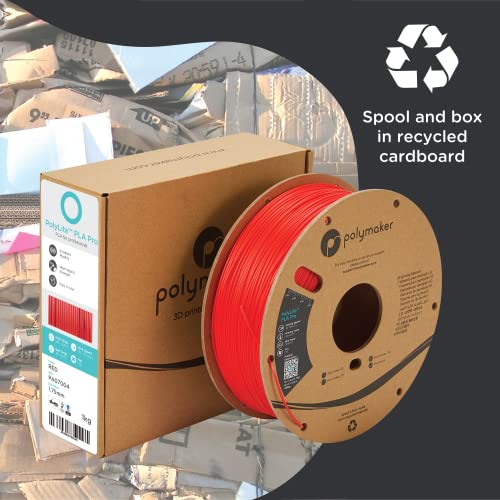 Polymaker PLA PRO Filament 1.75mm 1kg, Tough & High Rigidity Red 3D Printing Filament, PolyLite PLA PRO 3D Printer Filament 1.75mm, Print with Most 3D Printers