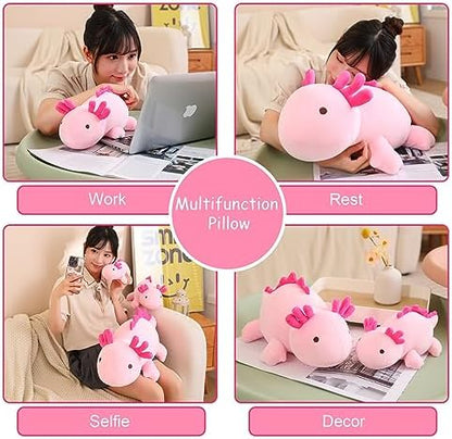 SQEQE Weighted Axolotl Plush Toy, Pink Axolotl Stuffed Animals Cute Plush Pillow, Cute Weighted Stuffed Animals Gifts for Girls & Boys Pink 23.6 Inch, 3.1 Lbs
