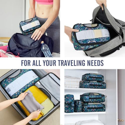 Veken 8 Set Packing Cubes for Travel Essentials, Suitcase Organizer Bags in 4 Sizes, Carry-On Luggage Accessories with Large Laundry & Hanging Toiletry Bag, Must-Have for Airplane, Road Trip & Camping