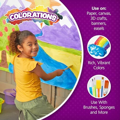 Colorations Paraben-Free Washable Tempera Paint for Kids - 1 Gallon Value Size. Vibrant White. Non-Toxic and Made in The USA