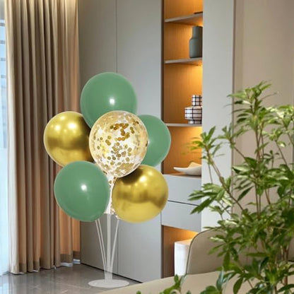 Green and Gold Balloon Stand Centerpiece Table Decorations for Birthday Woodland Baby Shower Party Decoration (Green gold set4)