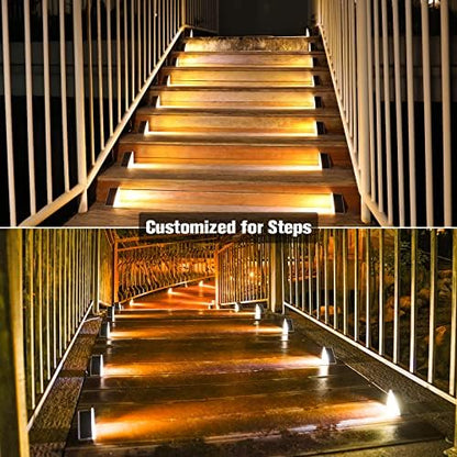 VOLISUN Solar Stair Lights 6 Pack, Solar Step Lights Outdoor Waterproof IP67, LED Outdoor Step Light,Outdoor Light Decor for Garden Stair, Deck, Front Step, Front Porch, and Patio（3000K）