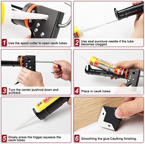 Caulk Gun Kit, Smooth Silicone Caulking Gun and Caulk Remover Tool, Sealant Finishing Tool Grout Scraper for Kitchen Bathroom Window Sink Joint, All in One with Gift Box