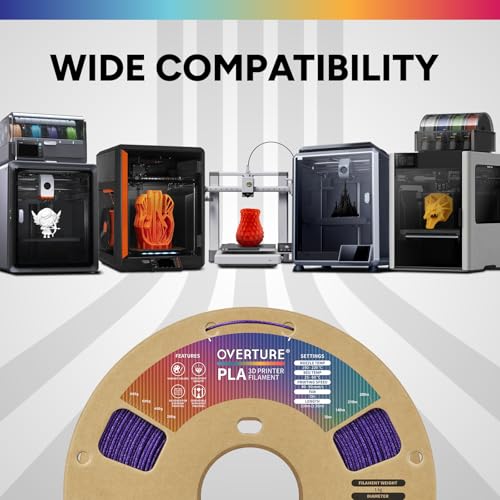 OVERTURE PLA Filament 1.75mm, Neatly Wound 3D Printer Filament 1kg Spool (2.2lbs), Dimensional Accuracy +/- 0.02 mm, Fit Most FDM 3D Printers (Sparkle Purple)