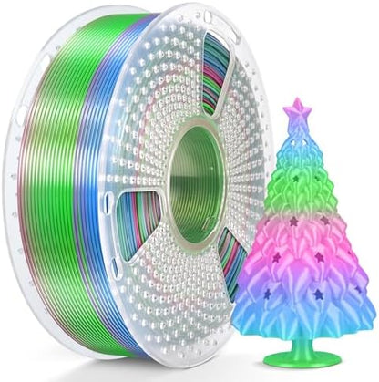 SUNLU Silk Rainbow PLA Filament, Multicolor Silk 3D Printer Filament 1.75mm +/- 0.02mm, Fast Color Change Each 8 Meters, 330 Meters, 1kg/2.2lbs, Silk Rainbow Filament(Cyan-Magenta-Blue)