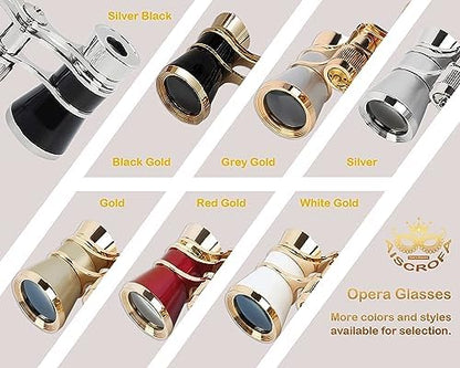 Opera Glasses,3X25 Theater Binoculars with Foldable and Extendable Handle,Mini Binocular Compact Lightweight,Portable Theater Glasses for Adults Kids Women in Musical Concert