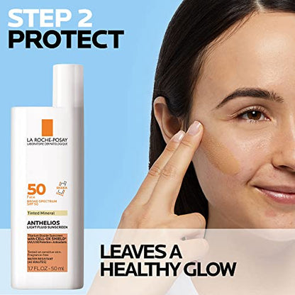 La Roche-Posay Anthelios Sunscreen SPF 50, Ultra-Light Fluid Broad Spectrum SPF 50, Face Sunscreen with Titanium Dioxide Mineral, Lightweight & Fast-Absorbing, Oil-Free, Matte Finish