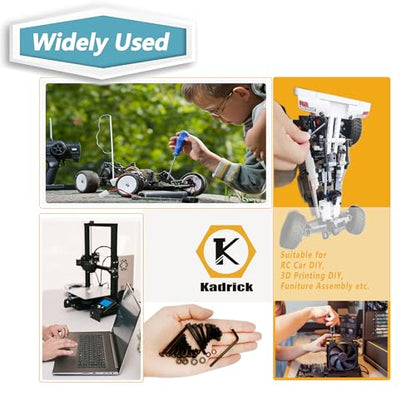 Kadrick Metric Screws Assortment,2240 Pcs M3 Screws Nuts Washers Assortment M3x4MM-35MM, Hex Socket Button & Cap Head M3 Machine Bolts Kit, 12.9 & 10.9 Grade Black Alloy Steel for 3D Printing