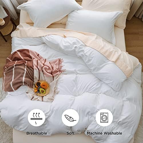 Bedsure White Duvet Cover Queen Size - 3 Pieces Prewashed Extra Soft Bedding Set, Includes 1 Duvet Cover 90x90 Inches with Zipper Closure & 2 Pillow Shams, Comforter Not Included