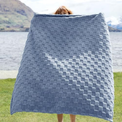 Bedsure Ashley Blue Fleece Blanket for Couch - Super Soft Cozy Blankets for Women, Cute Small Throws for Girls, 50x60 Inches