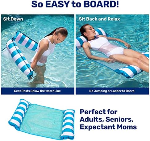 Aqua 4-in-1 Monterey Hammock Pool Float & Water Hammocks, 1-2-3-4 Multipacks – Multiple Colors/Styles – for Adults and Kids Floating