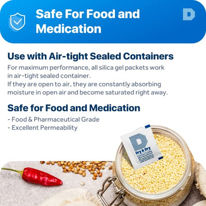 Dry & Dry 3 Gram [5000 Packets] Silica Gel Packets Silica Gel Desiccants, Silica Gel Packs - Rechargeable (Food Safe) Silica Gel Packets, Silica Packets