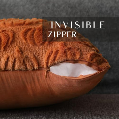 DFXSZ Fall Pillow Covers 20x20 Set of 2 Fall Decorations Autumn Rust Pumpkin Throw Pillow Cases Soft Plush Faux Fur Wool Couch Cushion Case for Chair Sofa Bedroom Living Room Home Decor PTK02A20