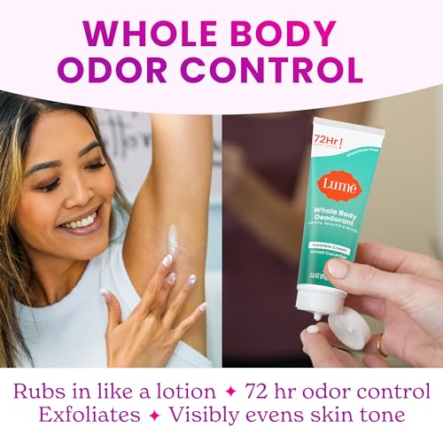 LUME Whole Body Deodorant - Invisible Cream Tube - 72 Hour Odor Control - Aluminum Free, Baking Soda Free, Skin Safe - 3.0 ounce (Pack of 2) (Minted Cucumber)