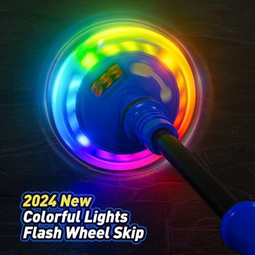 Skip Ball for Kids, Ankle Skip Ball Toy with Counter, Timer and Cal Calculator, Boys Birthday Gifts for Age 6 7 8 9 10+, Rechargeable Colorful Flash Wheel Skip Ball for Boys, Indoor Outdoor Toys
