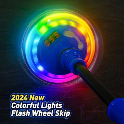 Skip Ball for Kids, Ankle Skip Ball Toy with Counter, Timer and Cal Calculator, Boys Birthday Gifts for Age 6 7 8 9 10+, Rechargeable Colorful Flash Wheel Skip Ball for Boys, Indoor Outdoor Toys