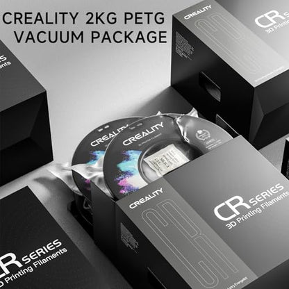 Official Creality PETG 3D Printer Filament 1.75mm 2KG (4.4lbs), High Precision, Strong Toughness, Odorless, Better Flow, Moistureproof 3D Printing CR PETG Filament, Grey+Grey