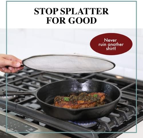BergKoch Splatter Screen for Frying Pan - 15 Inch Stainless Steel Grease Splatter Guard - Cover Oil Splash when Sizzling Bacon, Cooking Fried Chicken or Popcorn