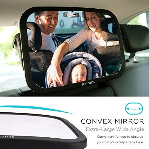 Funbliss 2-Pack Baby Car Mirror - Shake-Proof & Shatterproof, 360° Adjustable Angle, Clear Wide View for Rear-Facing Infants, Easy Install, Perfect Baby Travel Gear & Carseat Accessories