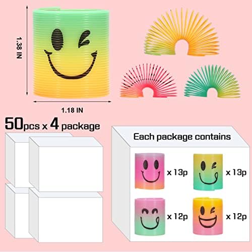 AZEN 200 Pcs Mini Spring Party Favors for Kids 3-5 4-8, Goodie Bags Stuffers for Birthday Party, Classroom Prizes Kids Prizes, Small Bulk Toys Gifts (4 Smile)