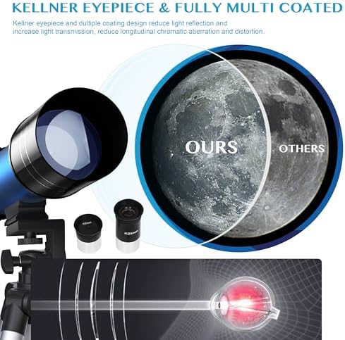 AOMEKIE 40070 Telescopes for Astronomy Beginners and Adults 70mm Astronomical Telescopes with Adjustable Tripod K6/25 Eyepieces Phone Adapter