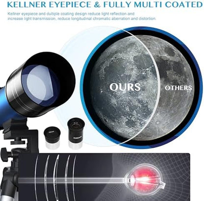 AOMEKIE 40070 Telescopes for Astronomy Beginners and Adults 70mm Astronomical Telescopes with Adjustable Tripod K6/25 Eyepieces Phone Adapter
