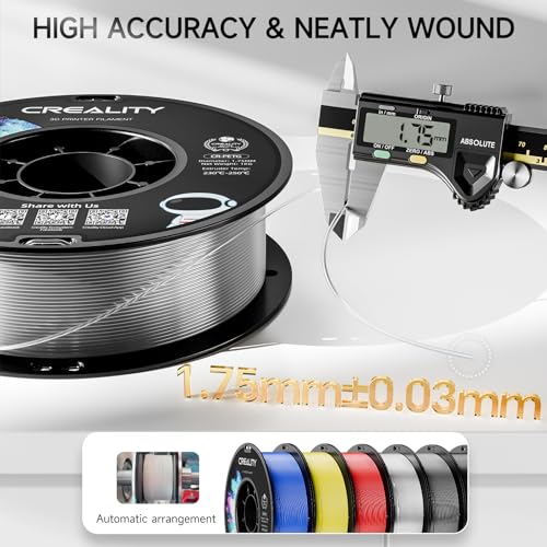 Official Creality PETG 3D Printer Filament 1.75mm 4KG (8.8lbs), High Precision, Strong Toughness, Odorless, Better Flow, Moistureproof 3D Printing CR PETG Filament, Black+White+Grey+Clear