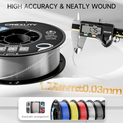 Official Creality PETG 3D Printer Filament 1.75mm 4KG (8.8lbs), High Precision, Strong Toughness, Odorless, Better Flow, Moistureproof 3D Printing CR PETG Filament, Black+White+Grey+Clear