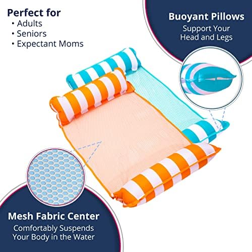 Aqua 4-in-1 Monterey Hammock Pool Float & Water Hammocks, 1-2-3-4 Multipacks – Multiple Colors/Styles – for Adults and Kids Floating