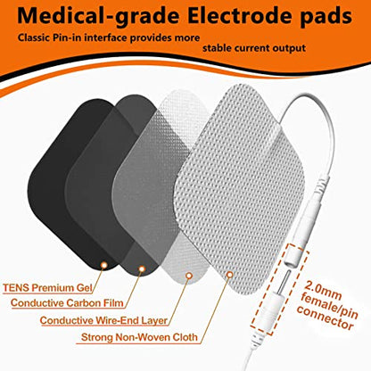 Tens Unit Electrode Pads 40Pcs, Reusable TENS Unit Pads with Upgraded Self-Adhesion, Replacement Pads Compatible with TENS 7000, AUVON TENS, Etekcity Tens Machine, Nicwell Care Tens (40 Value Pack)