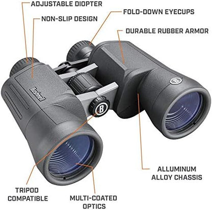 Bushnell PowerView 2 Binoculars, High-Definition Binoculars with Multi-Coated Lenses, Durable Aluminum Alloy Chassis, Wide Field of View, Ideal for Wildlife Observation, Hiking and Sporting Events