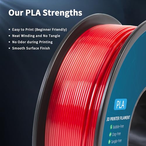 Geeetech Red PLA Filament 1.75mm 1KG, 3D Printer Filament Dimensional Accuracy +/- 0.02mm, 1kg per Spool(2.2lbs) 3D Printing Filament Fits for Most FDM 3D Printers