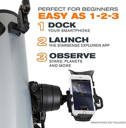 Celestron StarSense Explorer DX 130AZ App-Enabled Telescope – 130mm Newtonian Reflector with Smartphone Dock & StarSense App – iPhone & Android Compatible – Easy-to-Use for Beginners