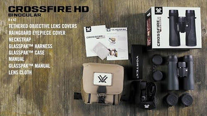Vortex Optics Crossfire HD 8x42 Binoculars - HD Optical System, Tripod Adaptable, Rubber Armor, Waterproof, Fogproof, Shockproof, Included GlassPak - Unlimited, Unconditional Warranty