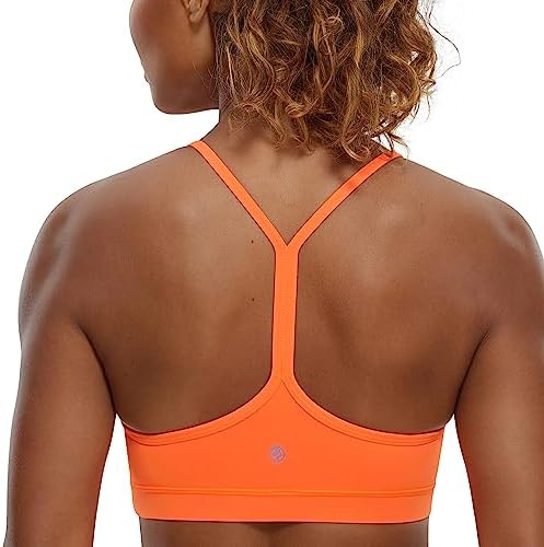 CRZ YOGA Butterluxe Womens Y Back Sports Bra - Padded Racerback Low Impact Spaghetti Thin Strap Workout Yoga Top