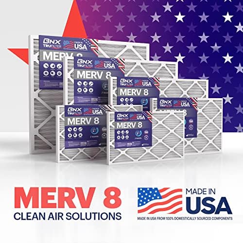 BNX TruFilter 16x25x1 Air Filter MERV 8 (6-Pack) - MADE IN USA – Dust & Pet Defense Electrostatic Pleated Air Conditioner HVAC AC Furnace Filters for Dust, Pet, Mold, Pollen MPR 600 – 700 & FPR 5
