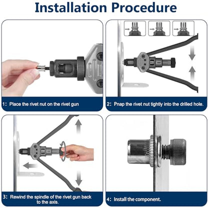 Metric & SAE Rivet Nut Assortment Kit(300 Pcs), M3 M4 M5 M6 M8 M10 M12#8-32#10-24 1/4"-20 5/16"-18 3/8"-16 304 Stainless Steel Rivnut Set UNC Flat Head Nutsert