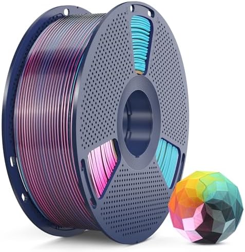 SUNLU PLA+ Silk Filament, Four-Color 3D Printer Filament 1.75mm, Dimensional Accuracy +/- 0.02mm, 1KG Spool(2.2 lbs), Silk Quadruple Color(Red Yellow Green Black)