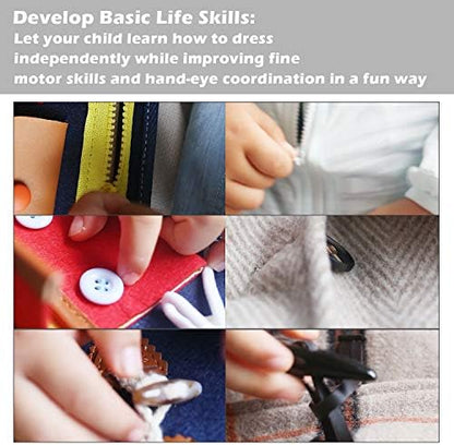 Esjay Busy Board for Toddlers, Montessori Toys to Learn Fine Motor Skill, Sensory Board, Toys Gifts Girls Boys 3+ Year Old, Toddler Learning Activities for Travel Airplane,Pink Alphabet