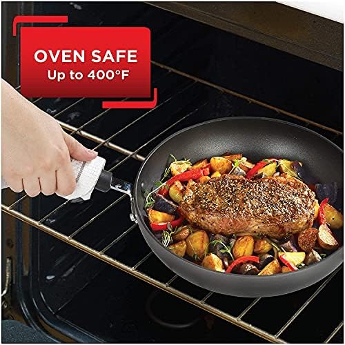 T-fal Ultimate Hard Anodized Nonstick Fry Pan Set 2 Piece, 8, 10 Inch, Oven Broiler Safe 400F, Kitchen, Cookware, Pots and Pans Set Non Stick, Frying Pans, Dishwasher Safe, Black