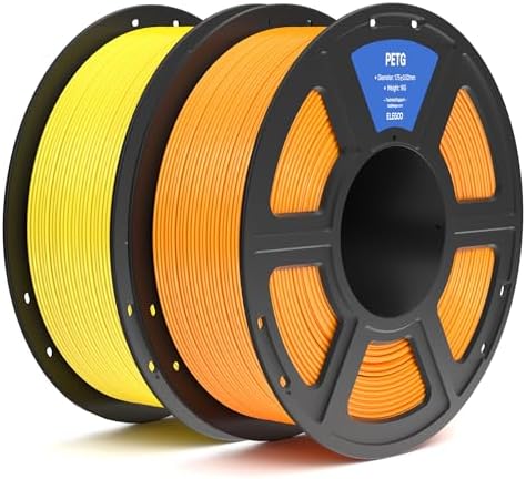ELEGOO PETG Filament 1.75mm Yellow & Orange 2KG, 3D Printer Filament Dimensional Accuracy +/- 0.02 mm, 2pcs 1kg Spool(2.2lbs) Fits for Most FDM 3D Printers