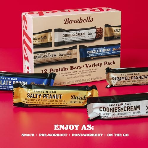 Barebells Protein Bars Variety Pack - 12 Count, 1.9oz Bars - Protein Snacks with 20g of High Protein - Chocolate Protein Bar with 1g of Total Sugars - Perfect on The Go Protein Snack & Breakfast Bars