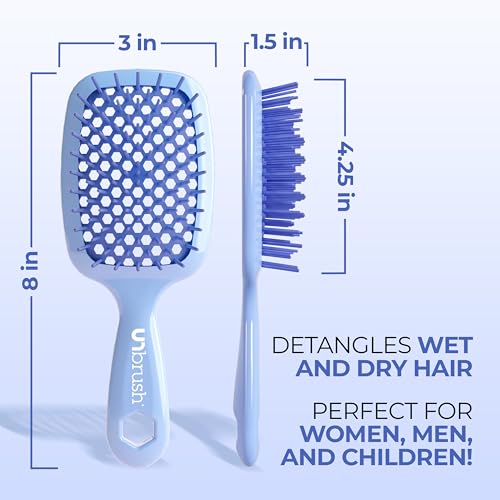 FHI Heat UNbrush Detangling Brush for Pain-Free Brushing on All Wet or Dry Hair Types — Durable DuoFlex Anti-Static Bristles, Lightweight Handle, Vented Hair Brush