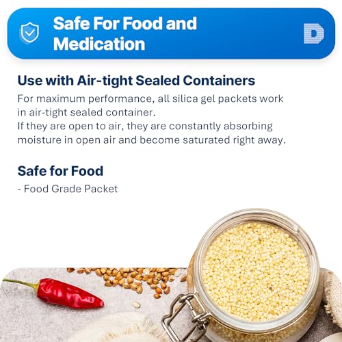 Dry & Dry 100 Gram [20 Packets] Silica Gel Packets Desiccants, Silica Packets - Rechargeable Silica Gel Packs, Desiccants Packets, Silica Gel