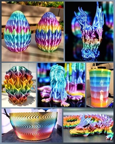 SUNLU Silk Rainbow PLA Filament, Multicolor Silk 3D Printer Filament 1.75mm +/- 0.02mm, Fast Color Change Each 8 Meters, 330 Meters, 1kg/2.2lbs, Silk Rainbow Filament(Pink-Yellow-Blue-Green)