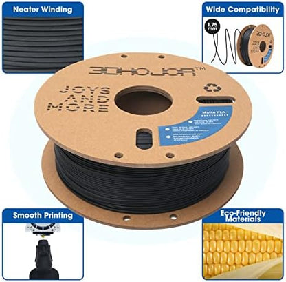 Matte PLA Filament 1.75mm, Upgrade Matte 3D Printer PLA Filament, 1KG*2 Bundle Cardboard Spool 3D Printing Filament for 3D Printers(Matte Black 2Pack)