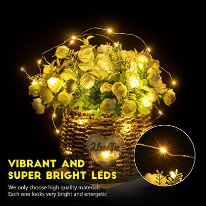 Brightown 24 Pack Fairy Lights Battery Operated - 7Ft 20 Led Mini String Lights Silver Wire Waterproof Firefly Starry DIY Lights for Bedroom Patio Wedding Party Christmas Decor (Warm White)