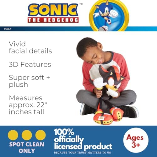 Franco Sonic Shadow The Hedgehog Anime Kids Bedding Super Soft Plush Cuddle Pillow Buddy, One Size, (Officially Licensed Product)