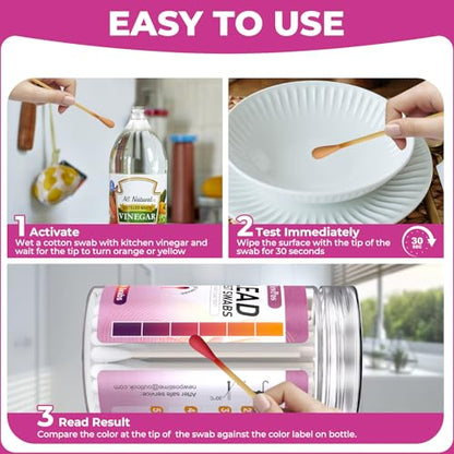 Lead Paint Test Kit: 60 Swabs Accurately Formulated Lead Test Kit Testing for Dishes Paint Cups Ceramics Toy and All Surfaces - Results in 30 Seconds Lead Detector