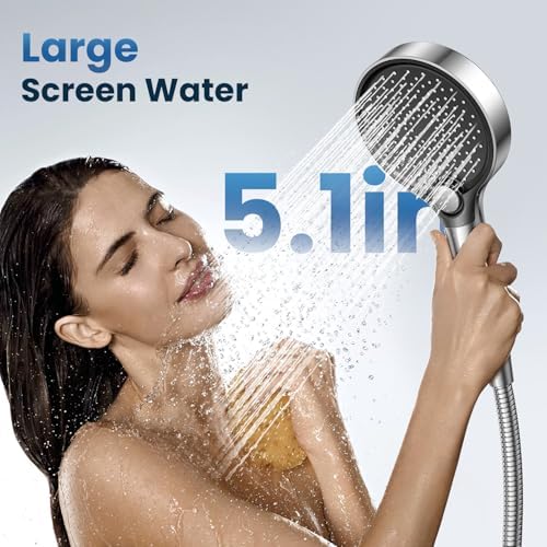 Filtered Shower Head with Handheld, High Pressure Showerhead Filter for Hard Water - 3 Spray Modes, Adjustable Angle Shower Head Water Softener, Removable Filtering Showerhead with Hose